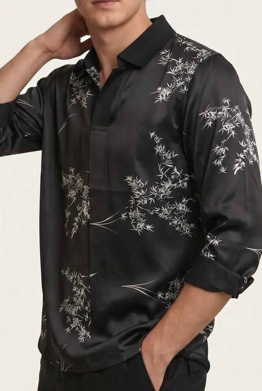 Black Stitchless imported Half-Hand Shirt