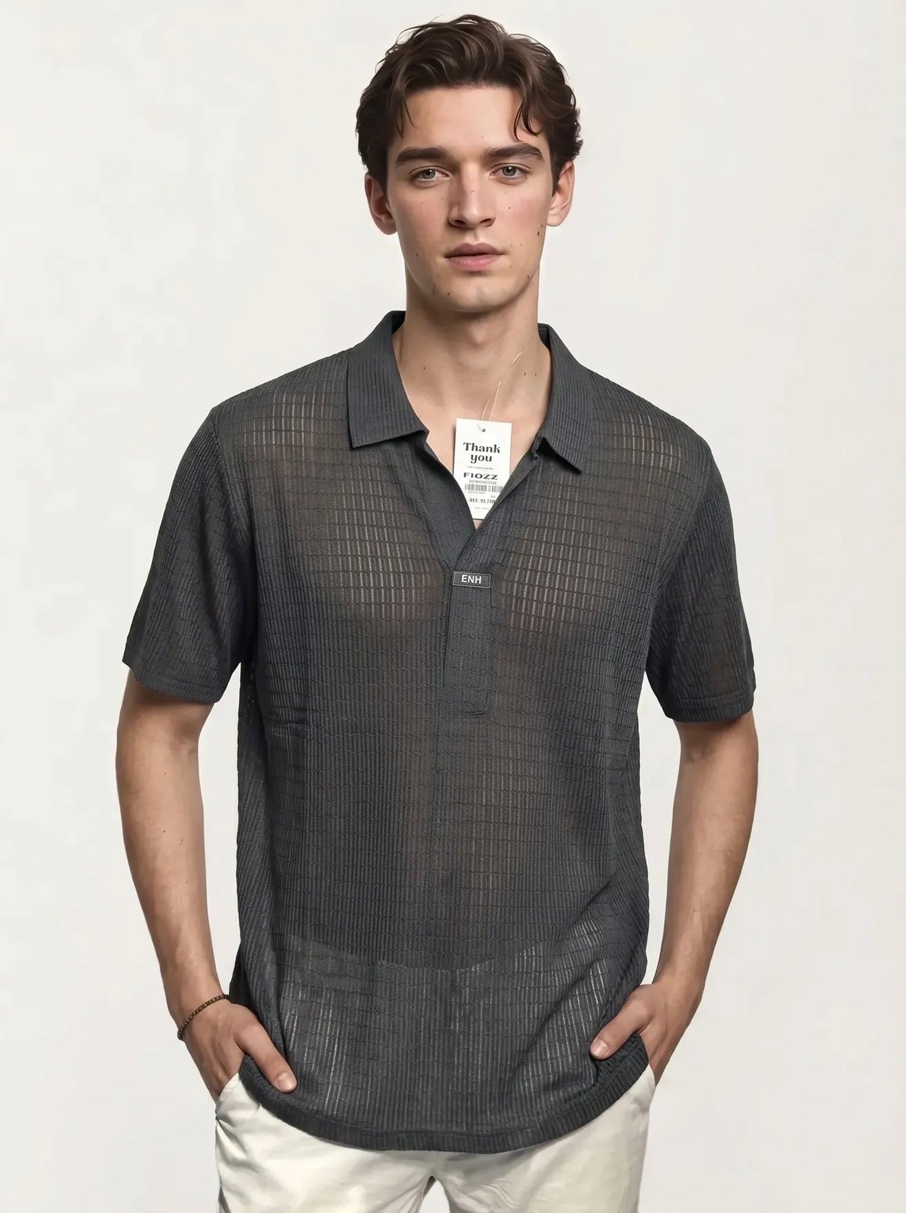 Black Stitchless imported Half-Hand Shirt