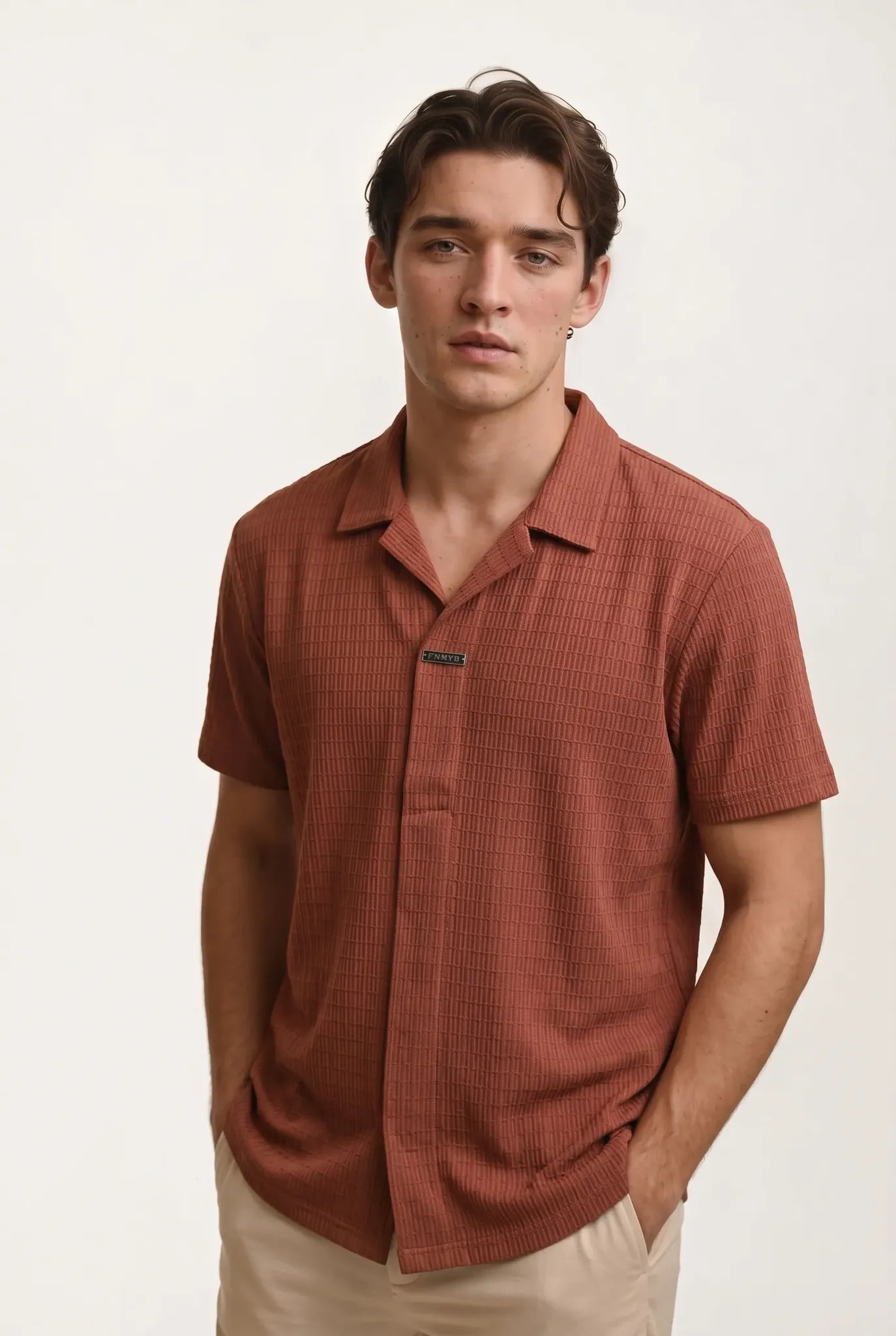 Red Stitchless Imported Half-Hand Shirt