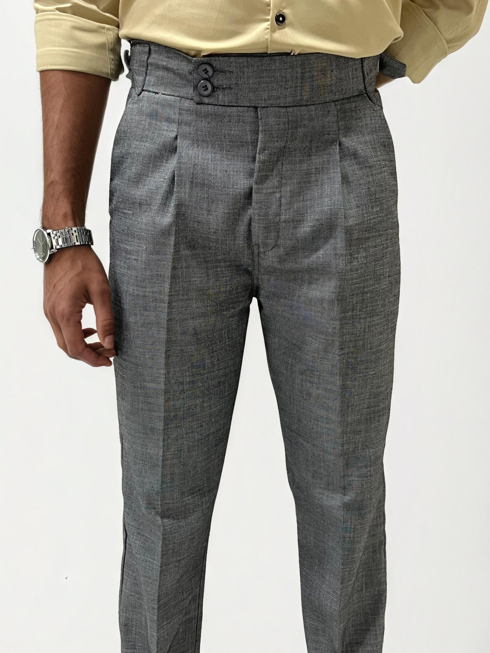 Grey Pleated Gurkha Trousers