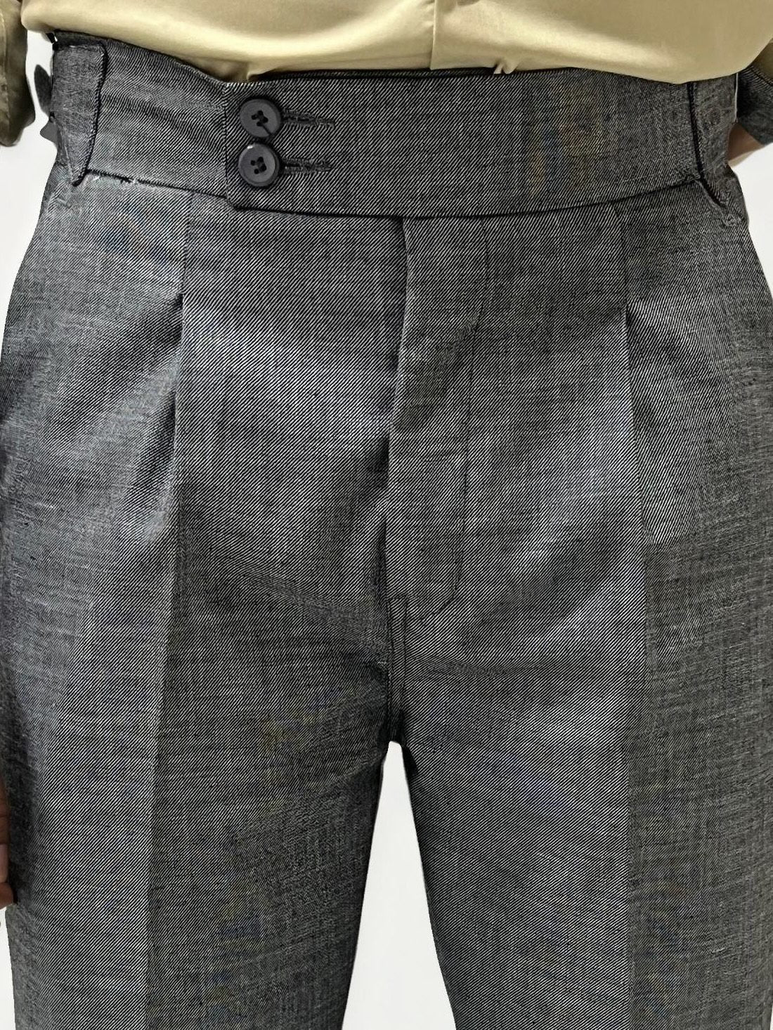Grey Pleated Gurkha Trousers