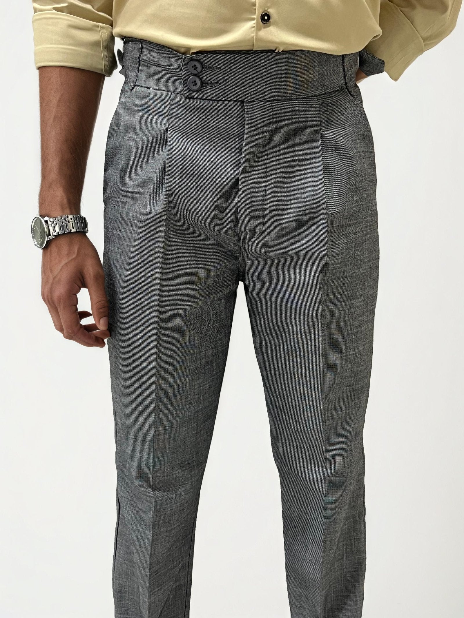 Gray straight Ghurka trousers