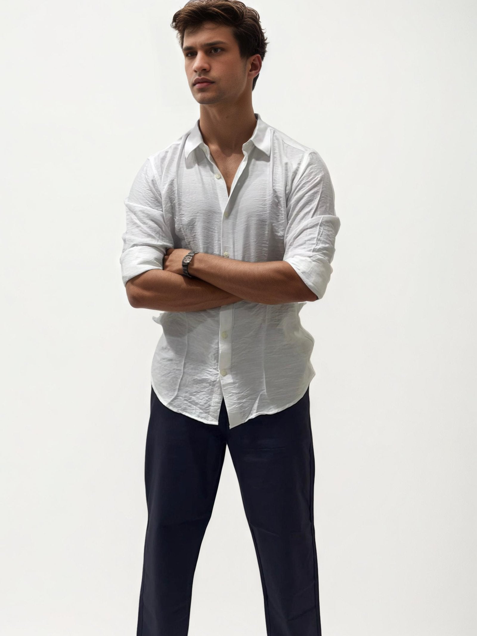 Navy Blue Linen Trousers