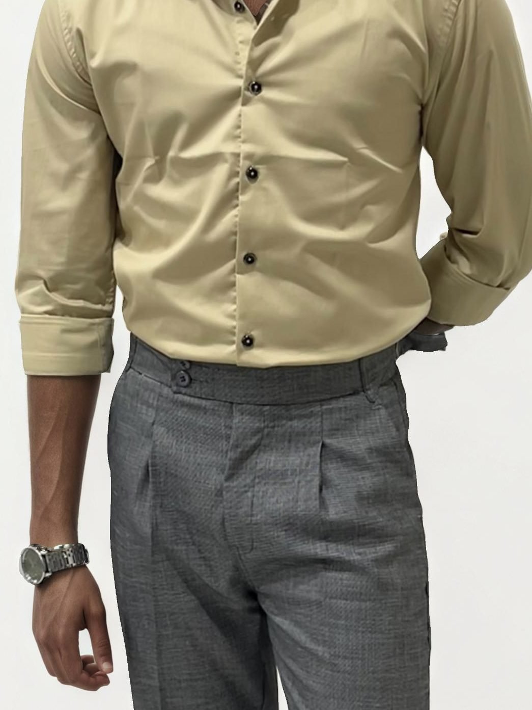 Grey Pleated Gurkha Trousers