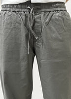 Grey Slim Fit Linen Trousers