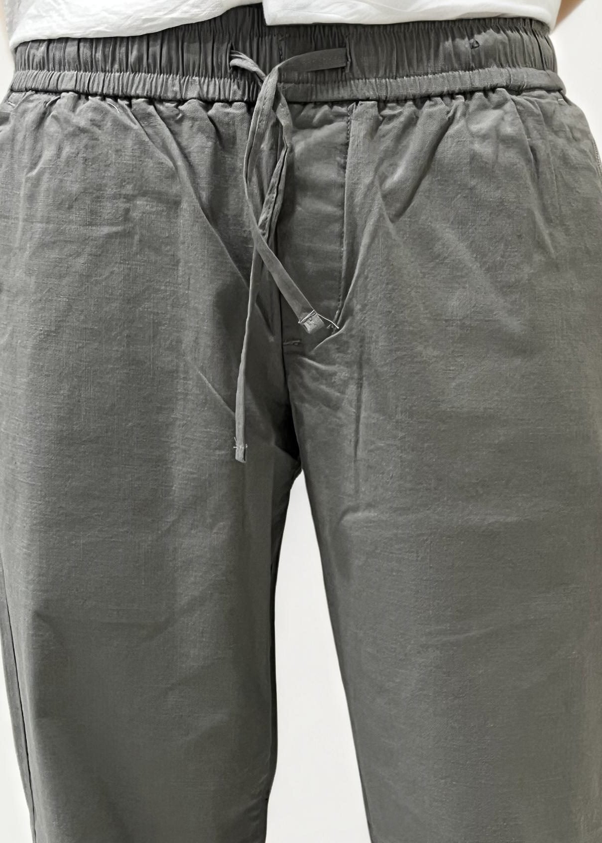 Grey Slim Fit Linen Trousers