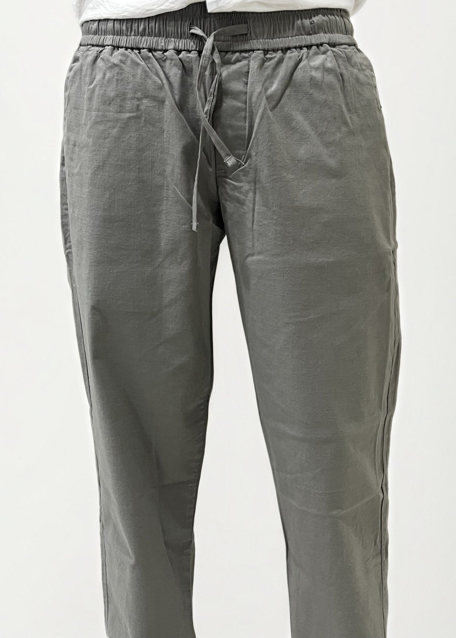 Grey Slim Fit Linen Trousers