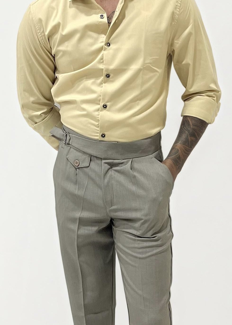 Grey Slim Fit Gurkha Trousers