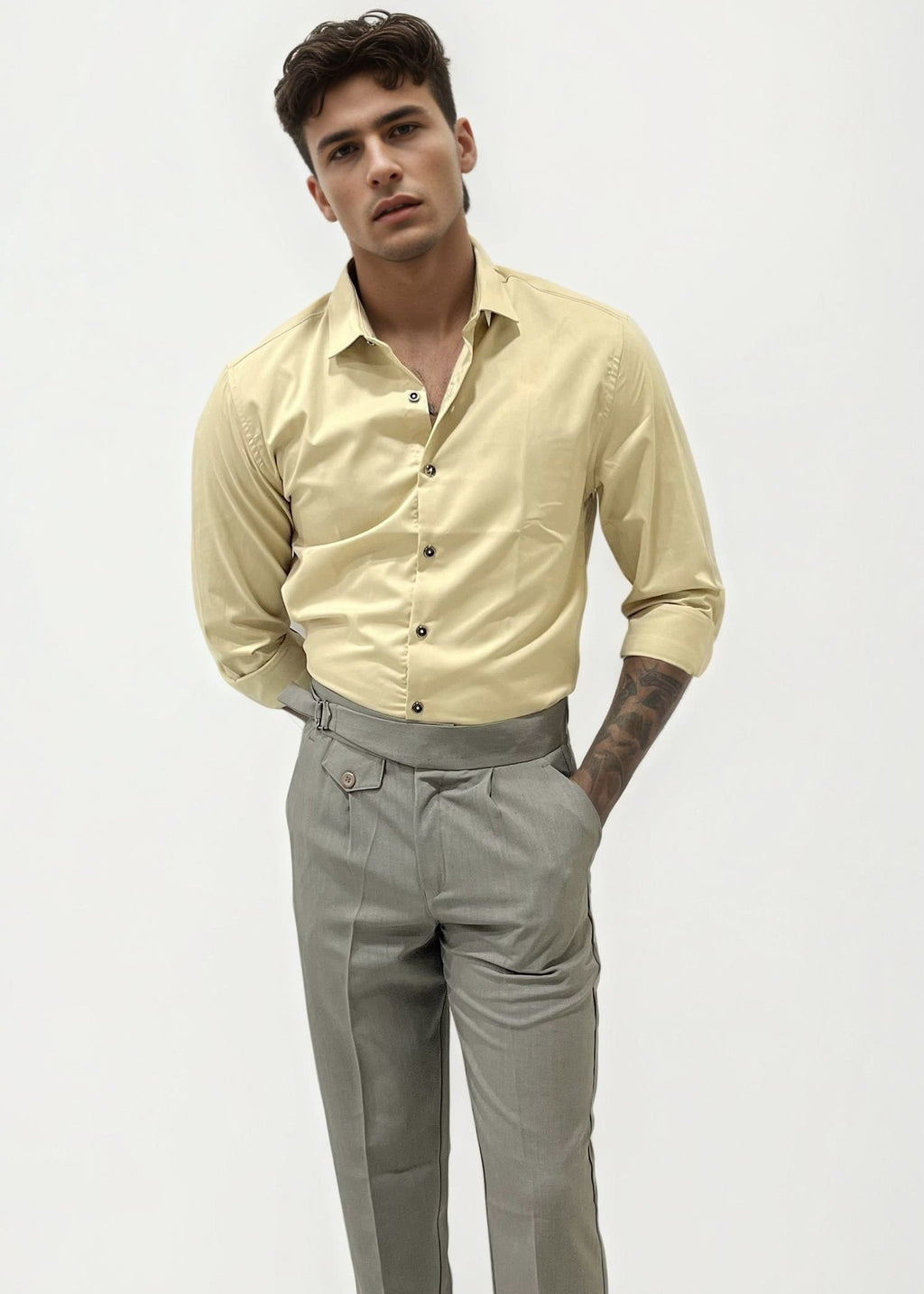 Grey Slim Fit Gurkha Trousers