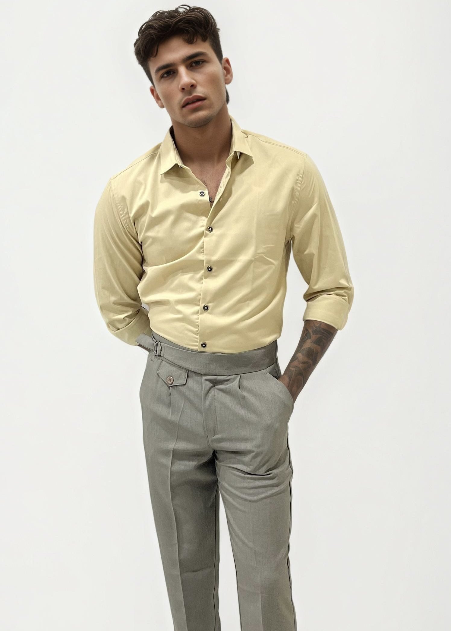 Grey Slim Fit Gurkha Trousers