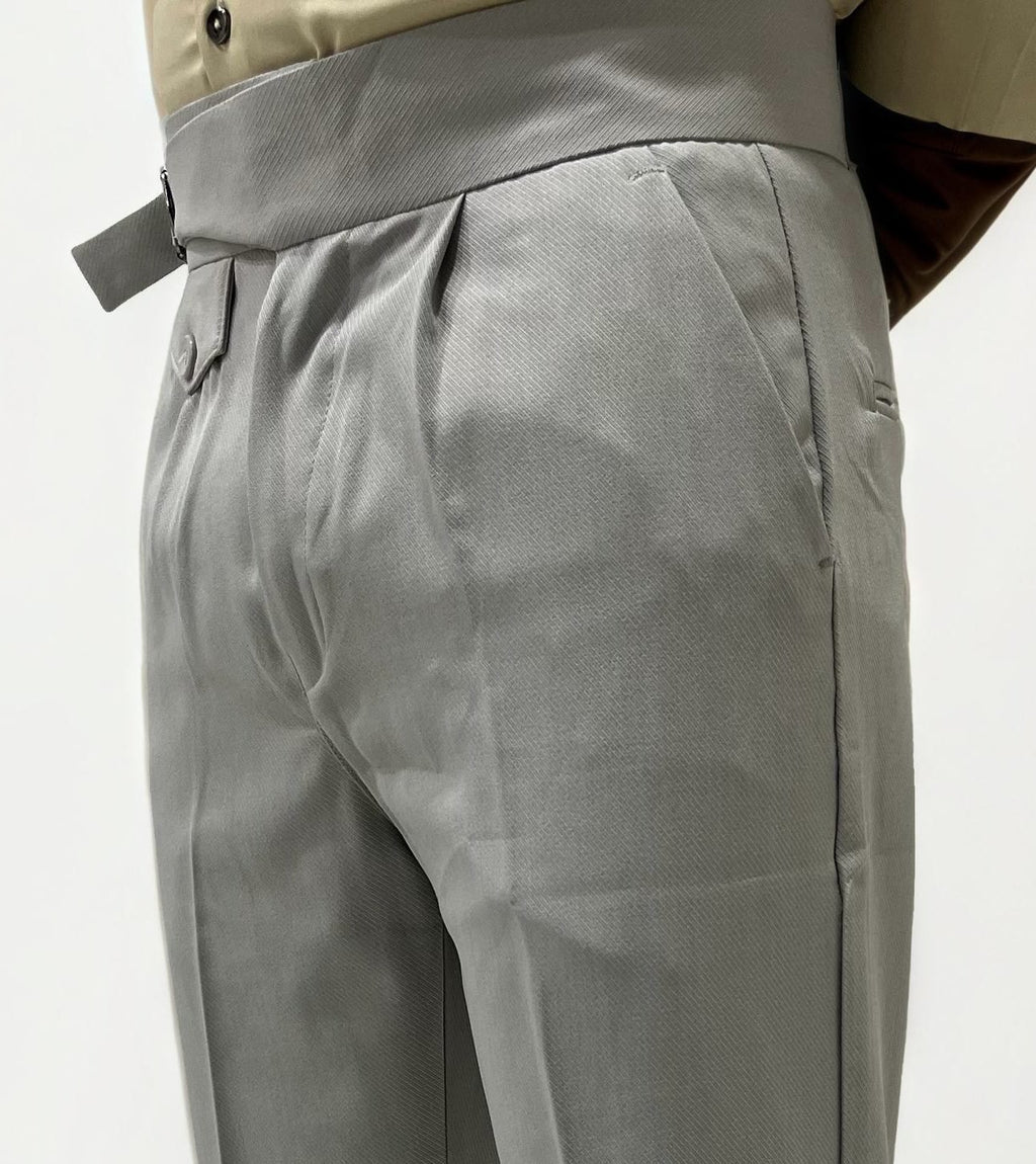 Light Grey Slim Fit Gurkha Trousers