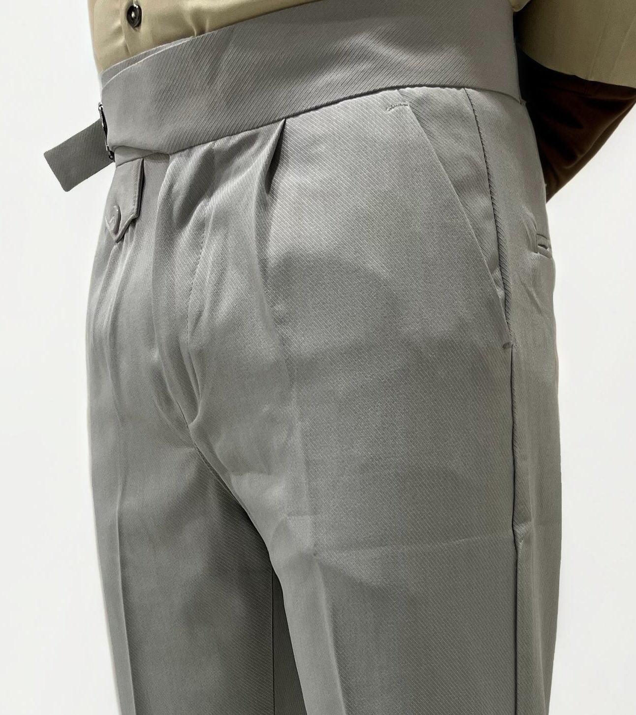 Light Grey Slim Fit Gurkha Trousers