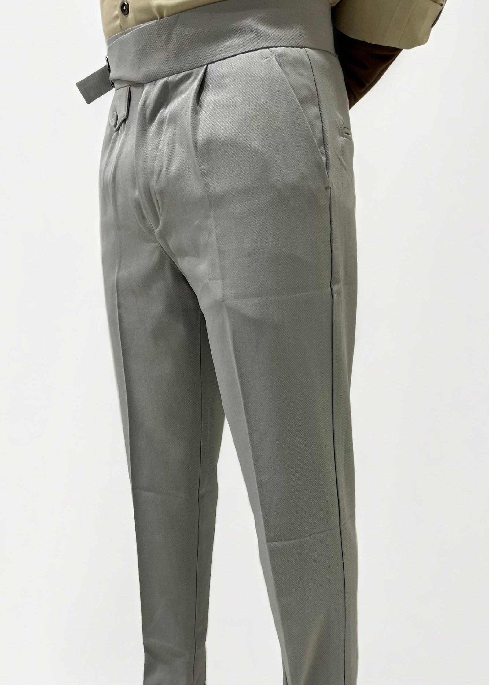 Grey Slim Fit Gurkha Trousers