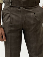 Dark Brown Checked Gurkha Trousers