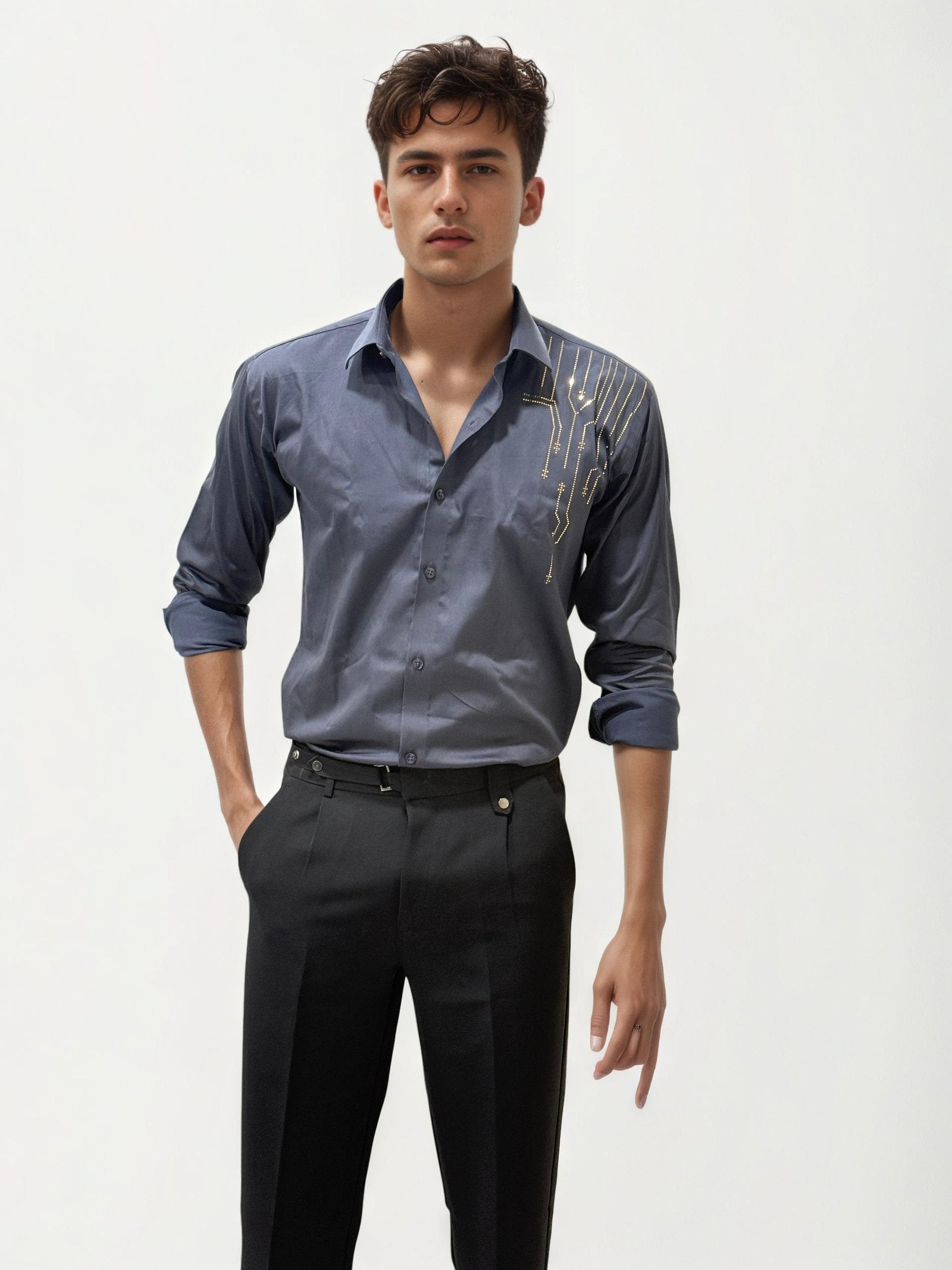 Blue Sticker Work Party Wear