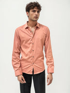 Rust Orange Slim Fit Plain Shirt