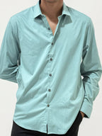 Teal Green Slim Fit Plain Shirt