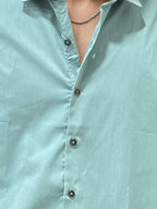 Teal Green Slim Fit Plain Shirt