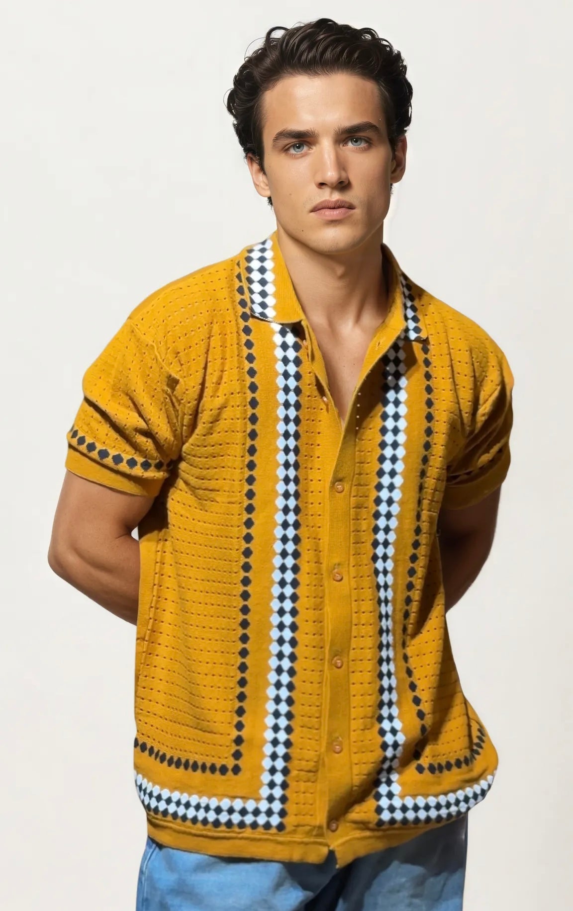 Yellow Knitted Full-Hand Shirt