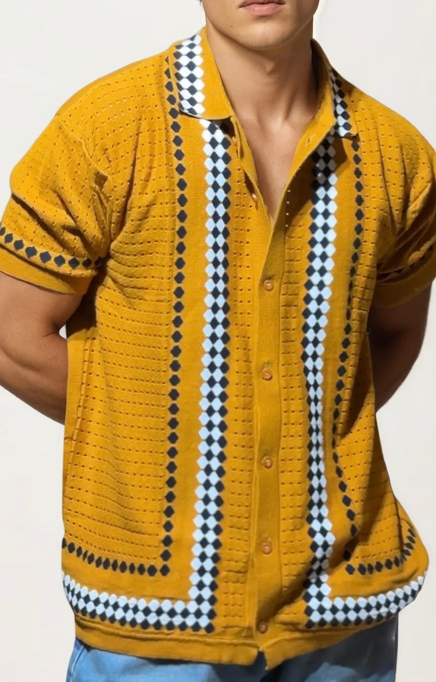 Yellow Knitted Full-Hand Shirt
