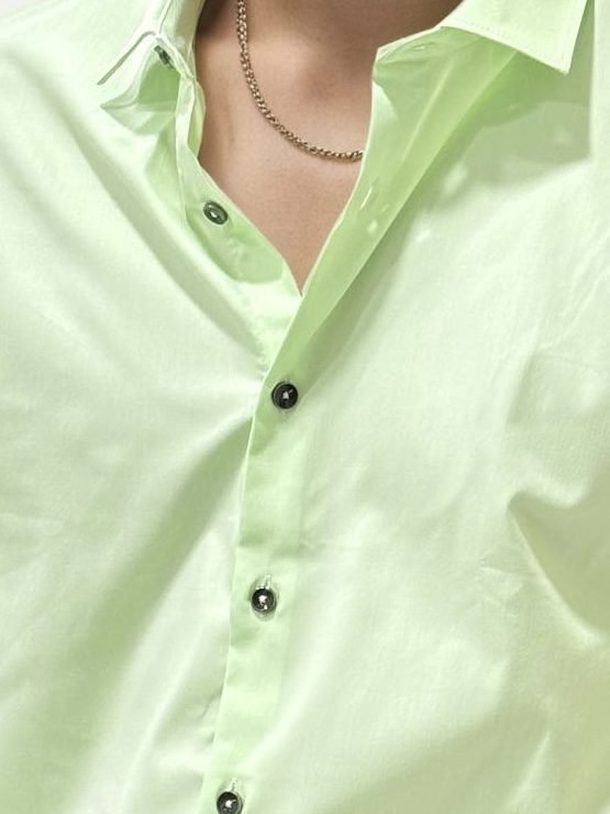 Lime Green Slim Fit Plain Shirt