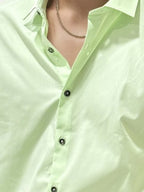 Lime Green Slim Fit Plain Shirt