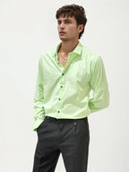 Lime Green Slim Fit Plain Shirt