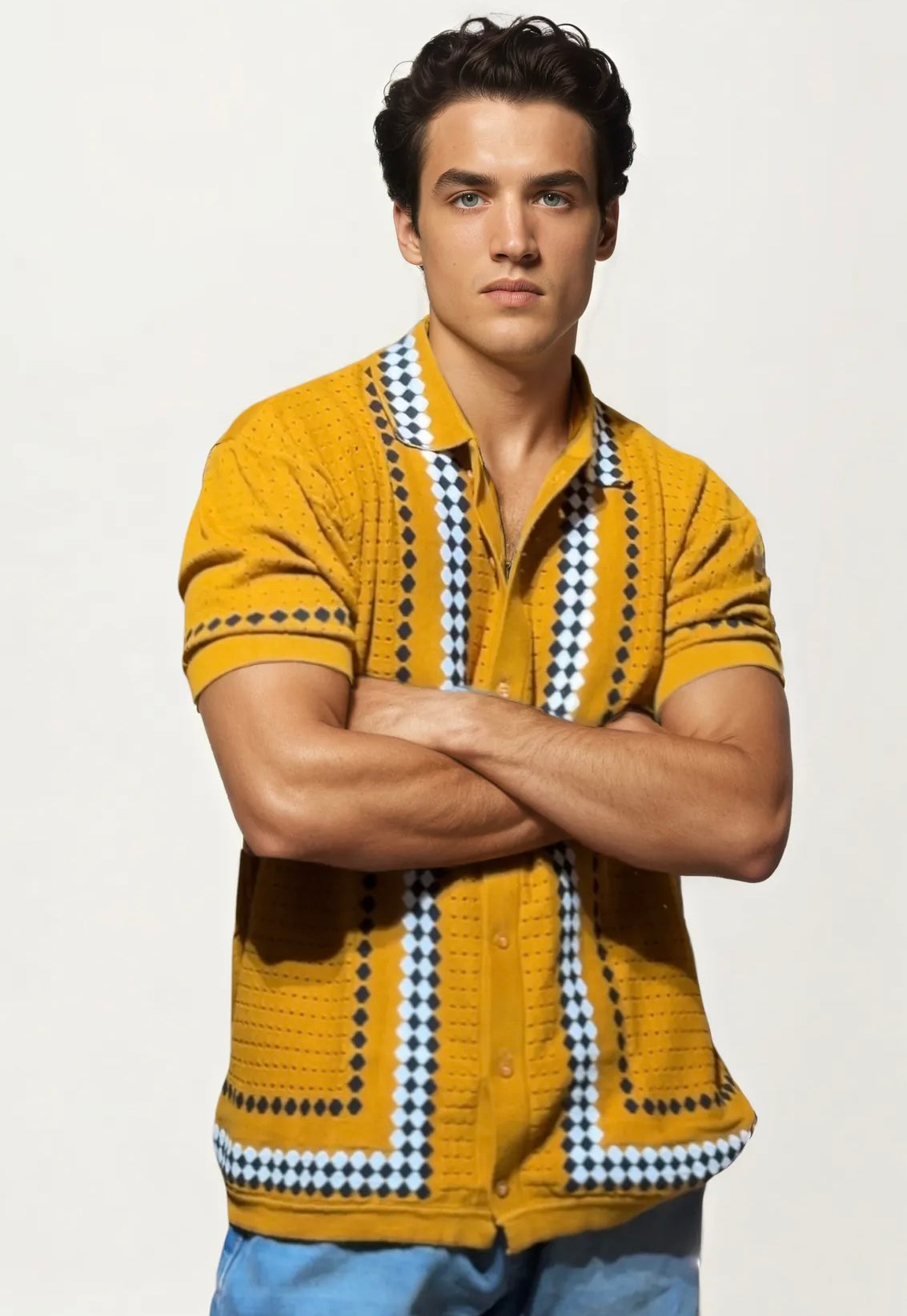 Yellow Knitted Full-Hand Shirt
