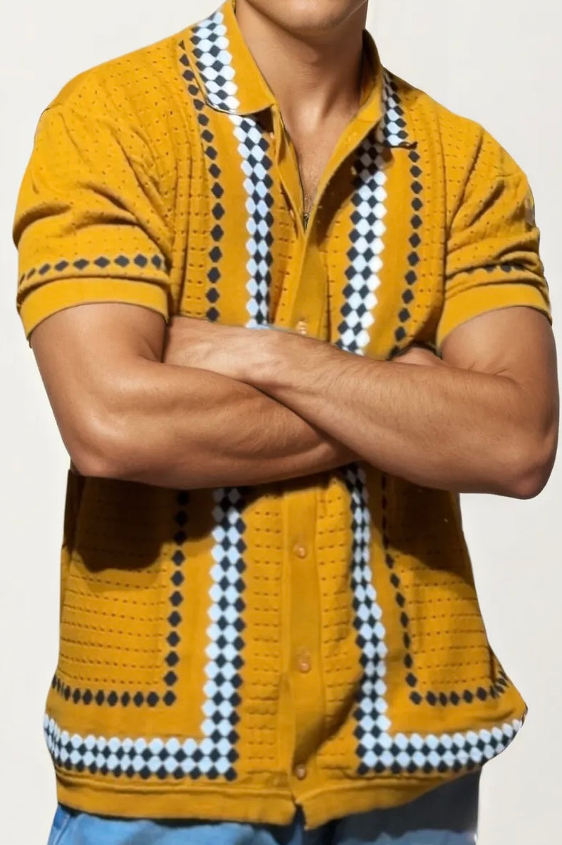 Yellow Knitted Full-Hand Shirt