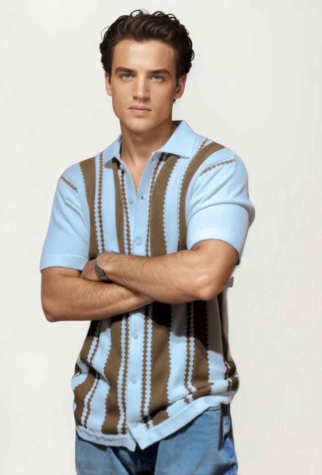 White Knitted Full-Hand Shirt