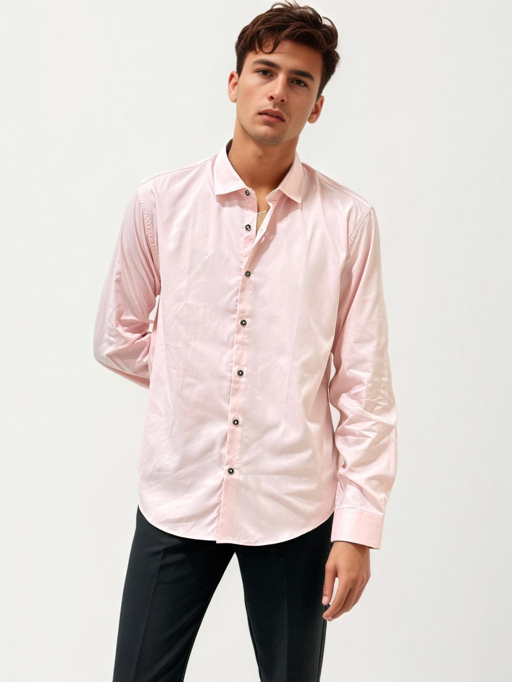 Pink Slim Fit Plain Shirt