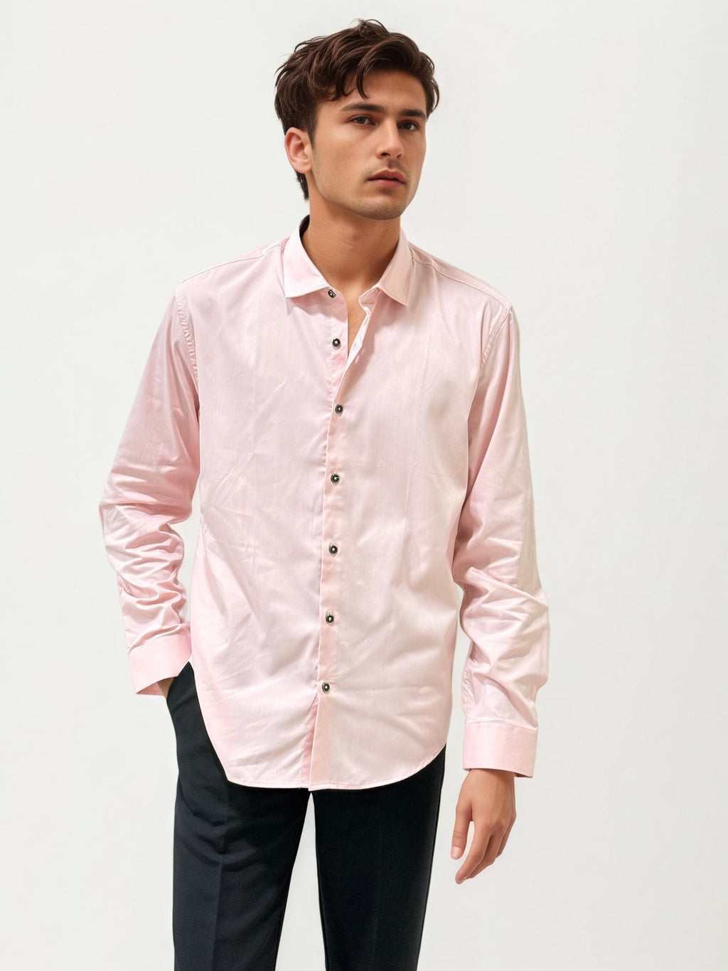 Pink Slim Fit Plain Shirt