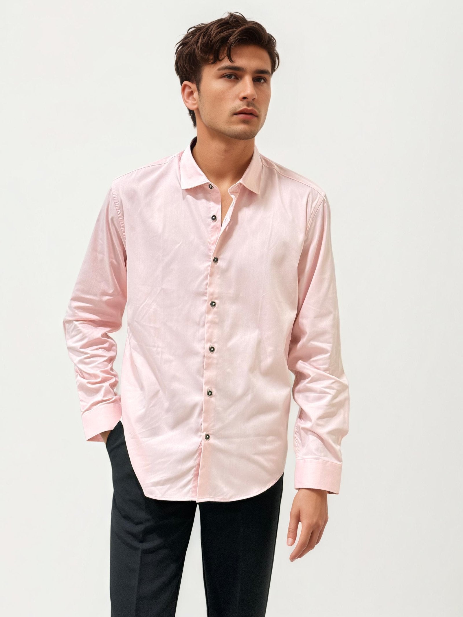 Pink Slim Fit Plain Shirt