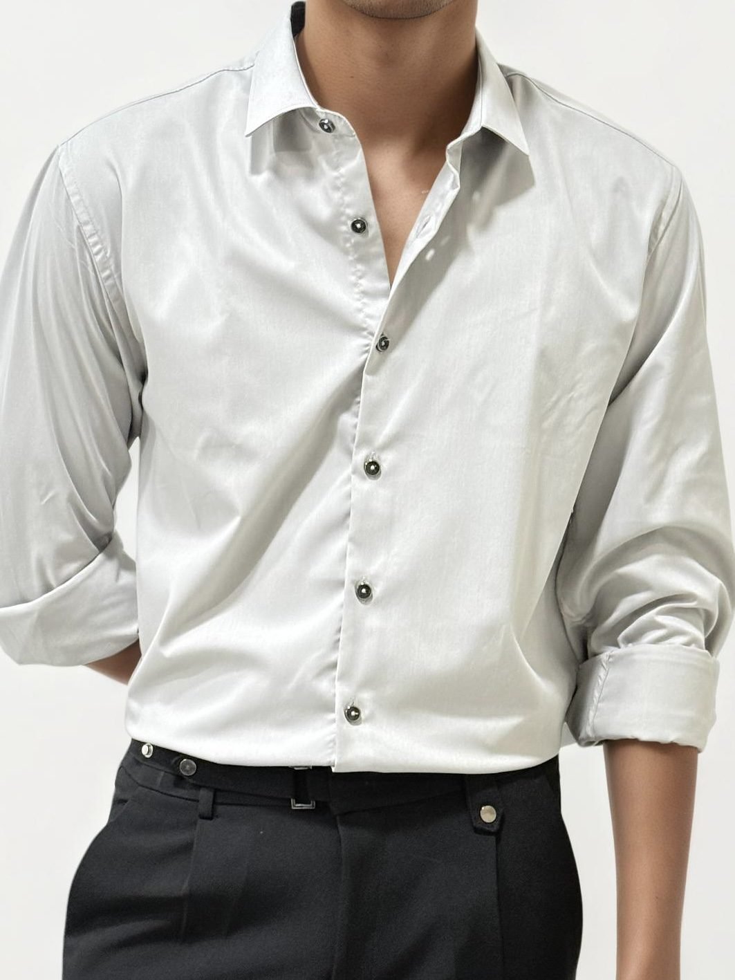 Grey Slim Fit Plain Shirt