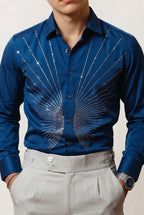 Blue Party Wear Full-Hand Shirt