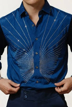 Blue Party Wear Full-Hand Shirt