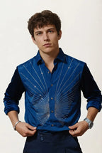 Blue Party Wear Full-Hand Shirt