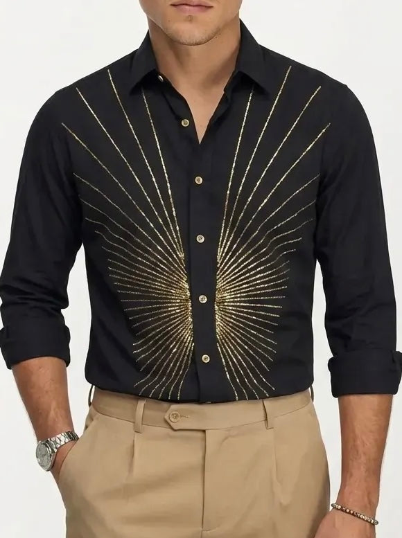 Black Party Wear Full-Hand Shirt