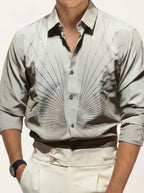 Beige Party Wear Full-Hand Shirt