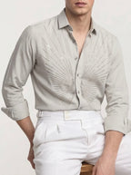 Beige Party Wear Full-Hand Shirt