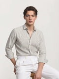 Beige Party Wear Full-Hand Shirt
