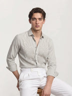 Beige Party Wear Full-Hand Shirt