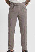 Grey Straight-Fit Formal Trousers