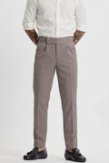 Grey Straight-Fit Formal Trousers