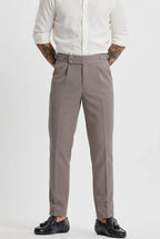 Grey Straight-Fit Formal Trousers