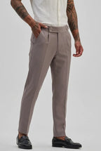 Grey Straight-Fit Formal Trousers