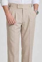 Beige Straight-Fit Formal Trousers