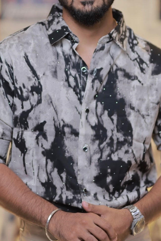 Imported Printed Stone Party Wear Shirt