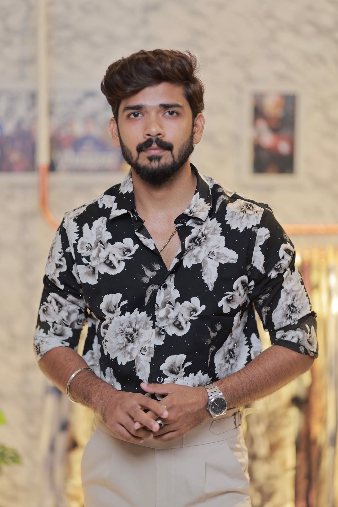 Imported Printed Stone Party Wear Shirt