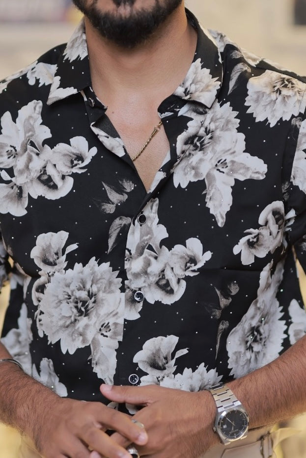 Imported Printed Stone Party Wear Shirt